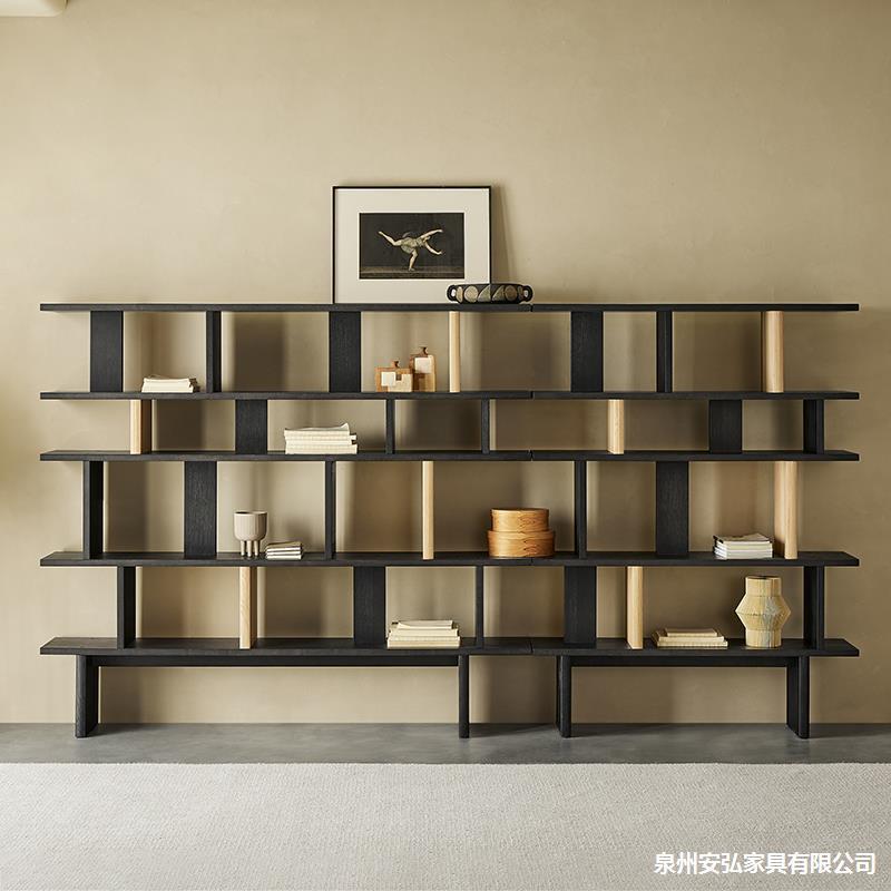 日式多纳实木书架一体靠墙书柜客厅自由组合落地置物架Z现代简约