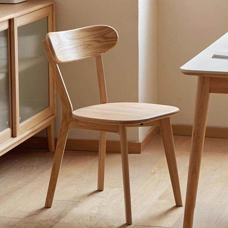 实木餐桌椅子家用餐椅原木休闲靠背椅餐厅吃饭凳子北欧洽谈书桌椅