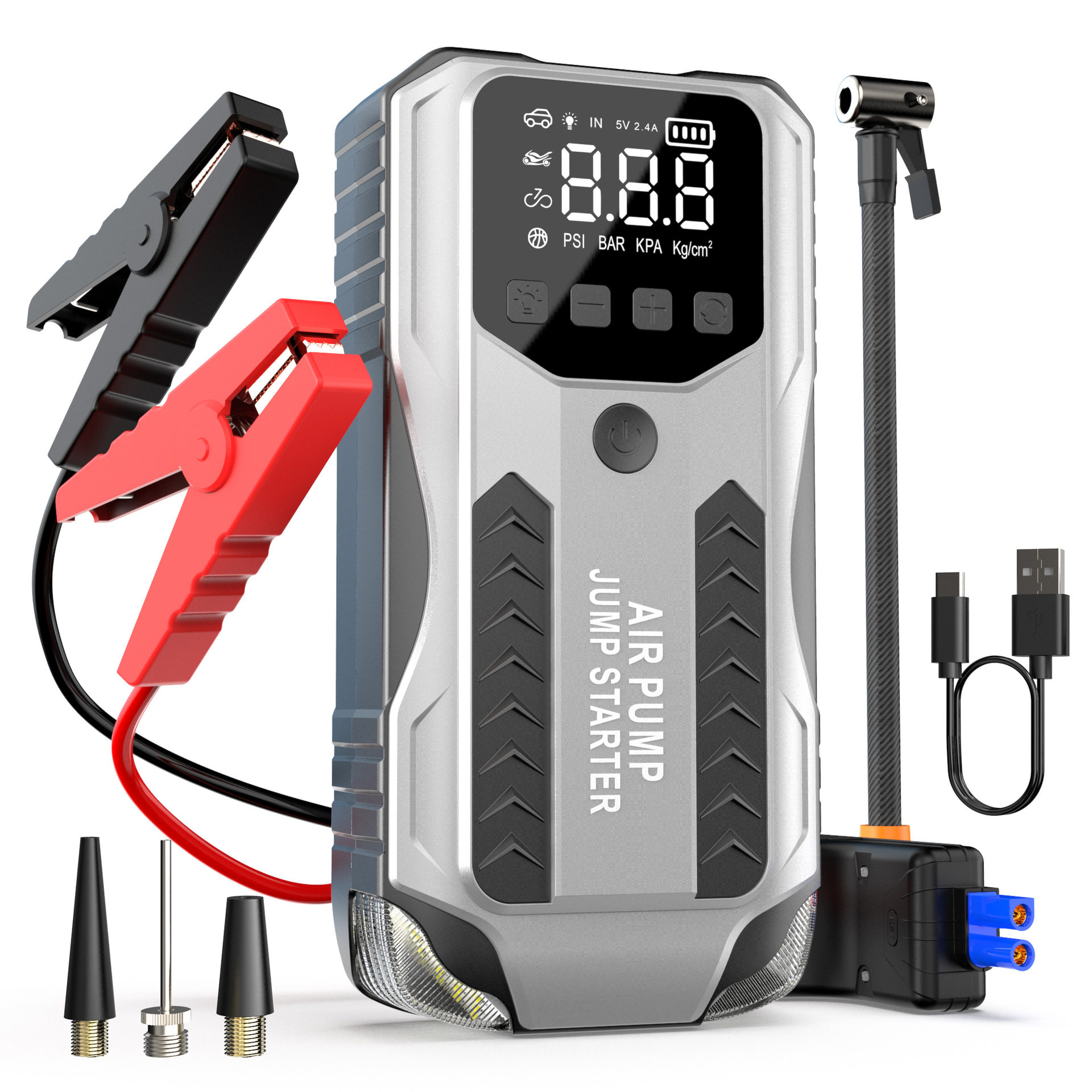 QY68多功能一体机汽车应急启动电源充气泵搭电宝电瓶强启动器12V