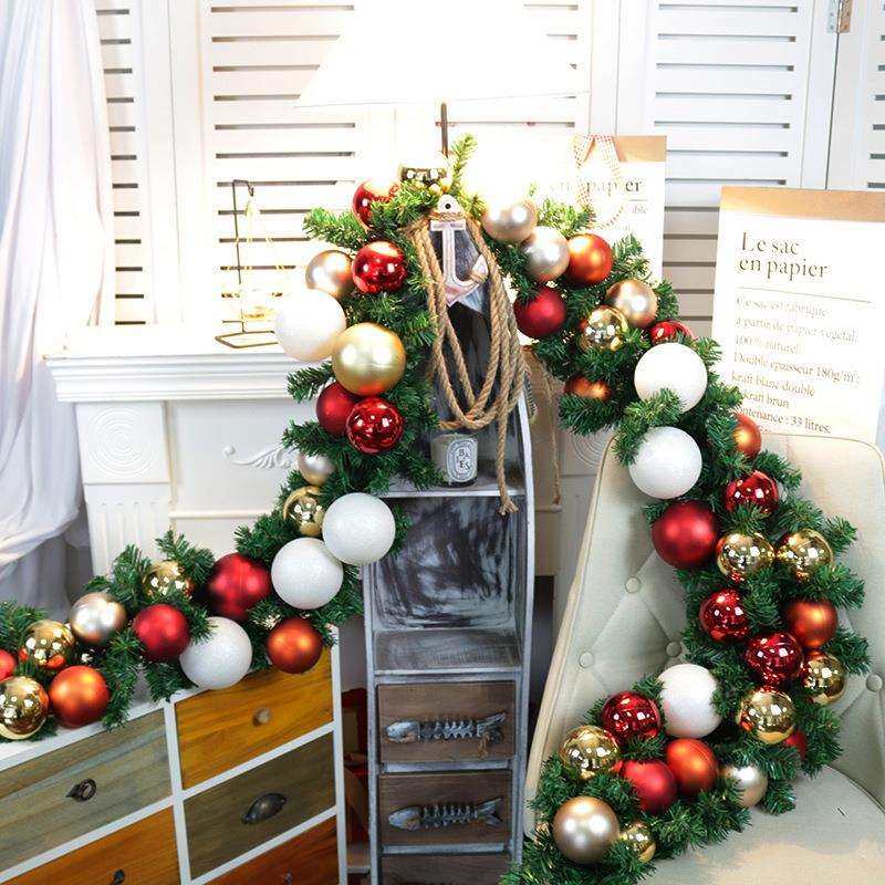 圣诞节2.7米藤条装饰品挂饰花环门挂圣诞树摆件橱窗场景布置