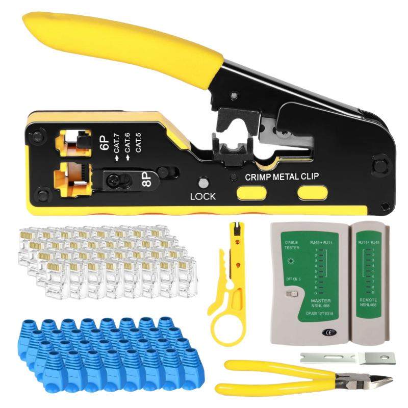 光元通孔网线钳五金工具RJ45套装组合钳子电讯宽带家装