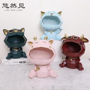 悠然见北欧几何动物创意家居装饰客厅桌面玄关杂物整理收纳盒摆件