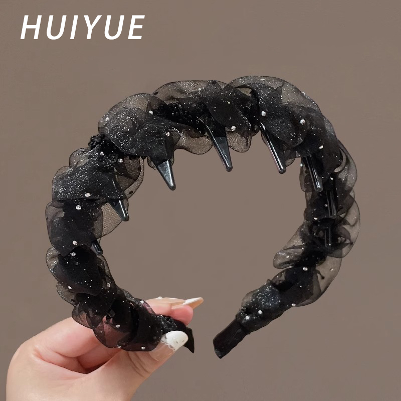 高级感满天星网纱发箍女