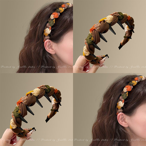 复古拼色高颅顶齿梳发箍