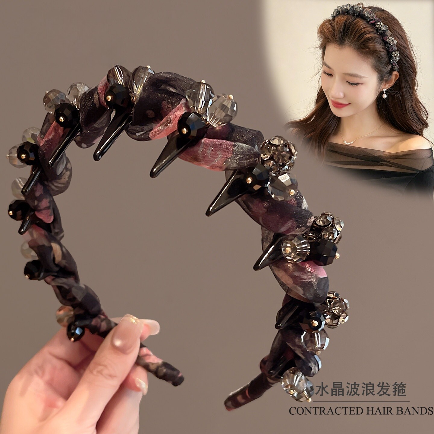 高级感发箍女2026新款轻奢高颅顶洋派时尚洗脸发箍带齿压发夹头饰