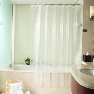 北欧防水加厚保暖浴帘浴室套装免打孔卫生间隔断门帘子洗澡窗帘布