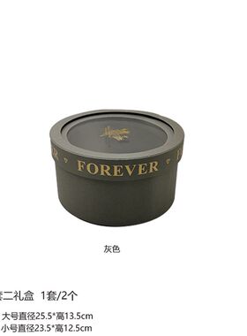 圆筒鲜花盒透明开窗套二圆形礼盒包装玫瑰花礼物盒情人节礼盒空盒