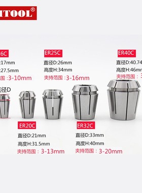 高精ER32C止水夹头结构机械内冷筒夹嗦嘴卡簧ER16202540止水筒夹