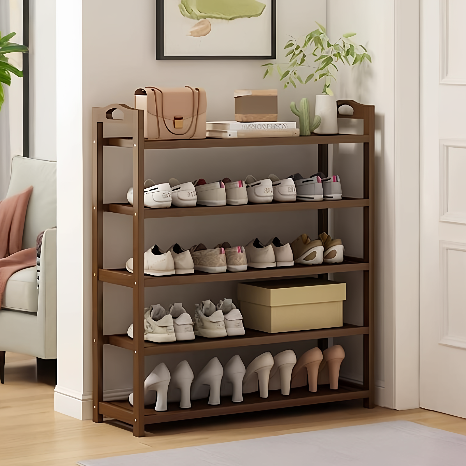 加厚高山楠竹鞋架现代简约不摇晃