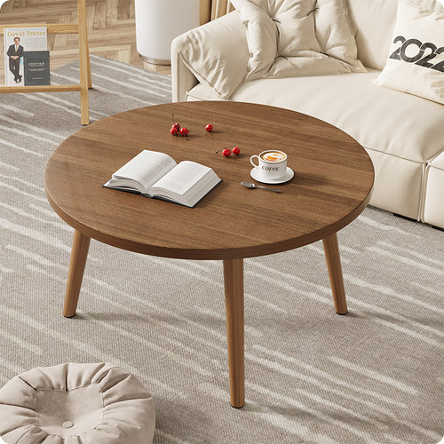 小桌子卧室坐地轻奢桌现代茶几客厅家用飘窗简约小圆桌小户型实木