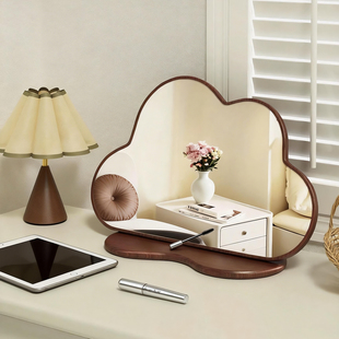 中古云朵化妆镜家用梳妆台大镜子卧室台式桌面高级复古实木梳妆镜