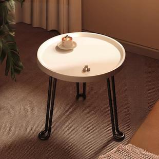 小圆桌移动茶几沙发边几胡桃木角几可折叠边桌阳台茶桌置物架桌子
