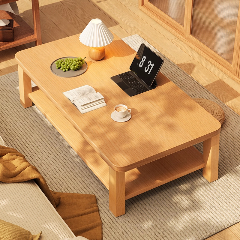 居烁实木小户型方形双层茶桌
