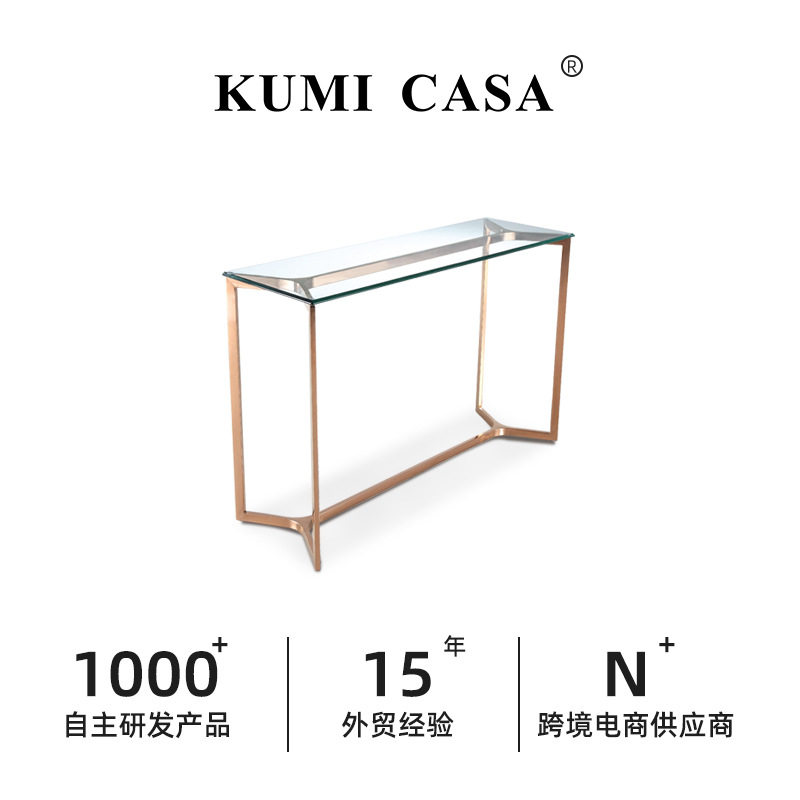 意式玄关台轻奢风现代玄关柜门厅入户不锈钢玄关桌设计师靠墙案几