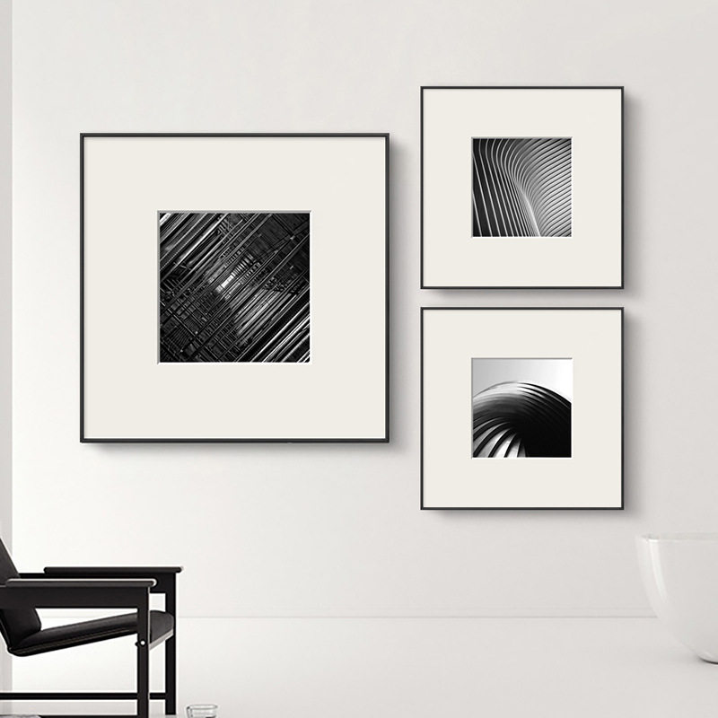 黑白风景摄影工业风装饰画现代简约建筑挂画样板房艺术组合卡纸画