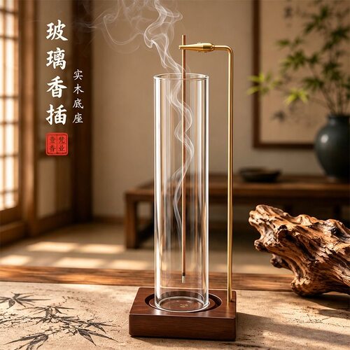 防灰飞玻璃倒挂香插实木香座