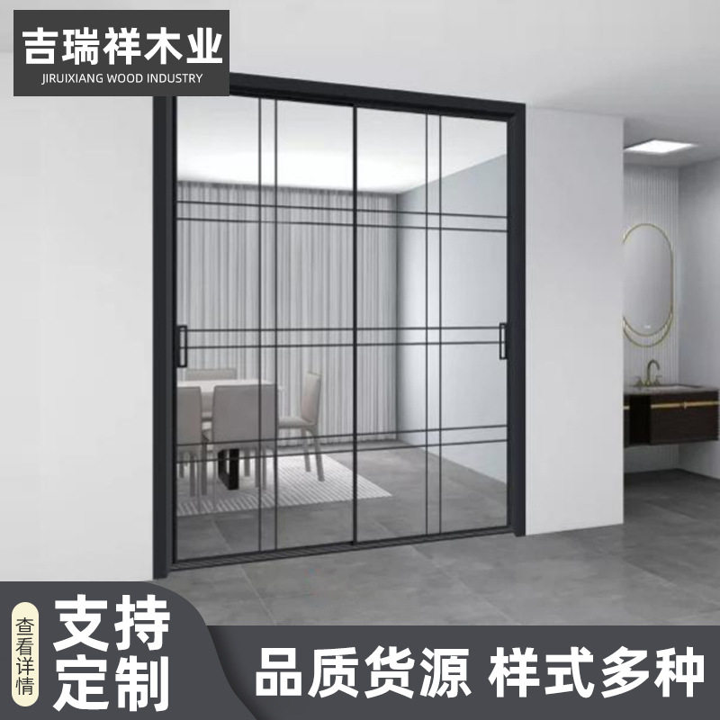 阳台推拉门卫生间极窄铝合金平开门厨房隔断钛镁合金门