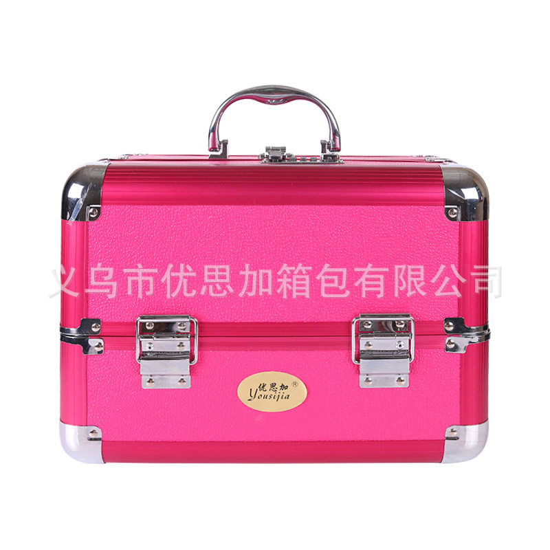 高档密码锁定制手提双开铝合金化妆箱美甲美容彩妆纹绣工具收纳箱