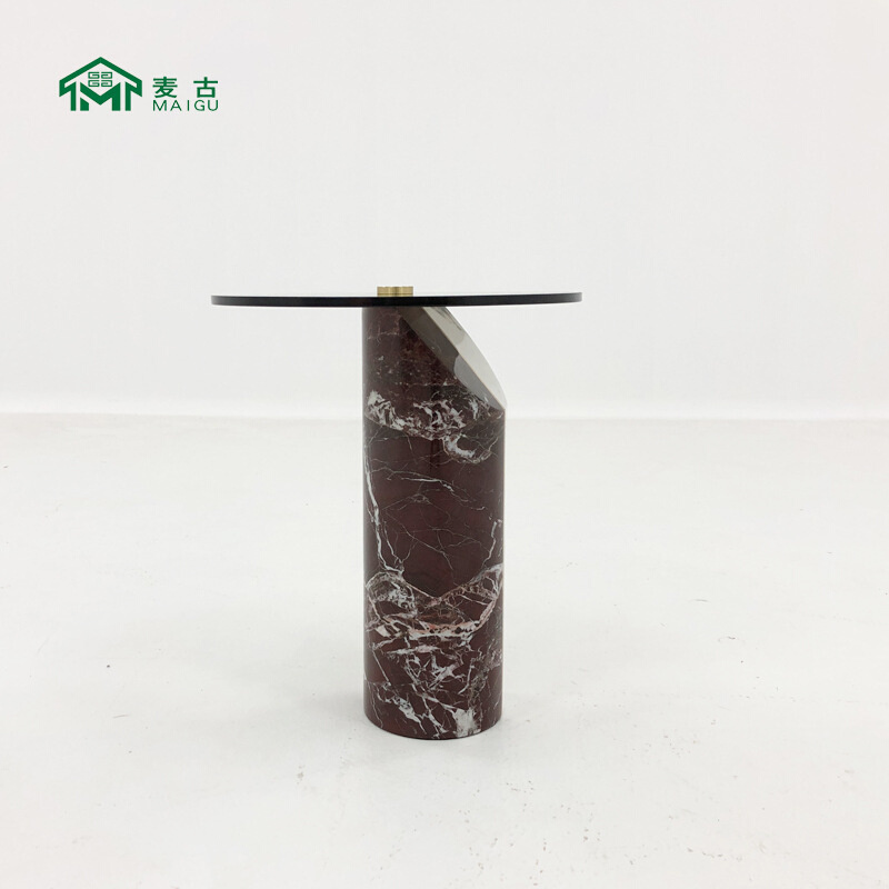 麦古 意式简约个性创意现代拼接大理石沙发边几样板房角几小茶几