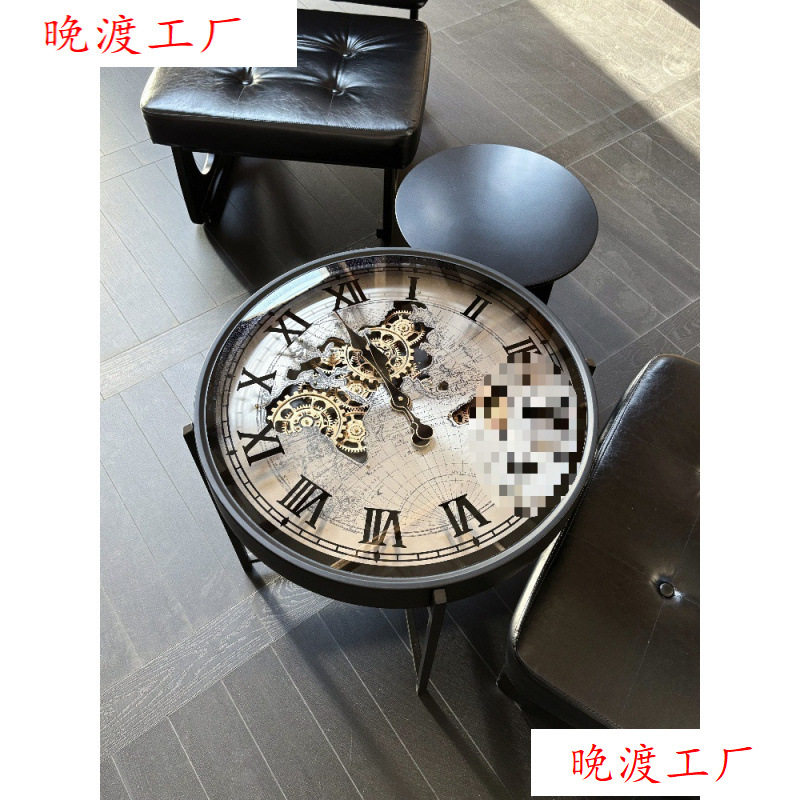 复古感感美式钟表齿轮客厅沙发边几小茶几小户型民宿