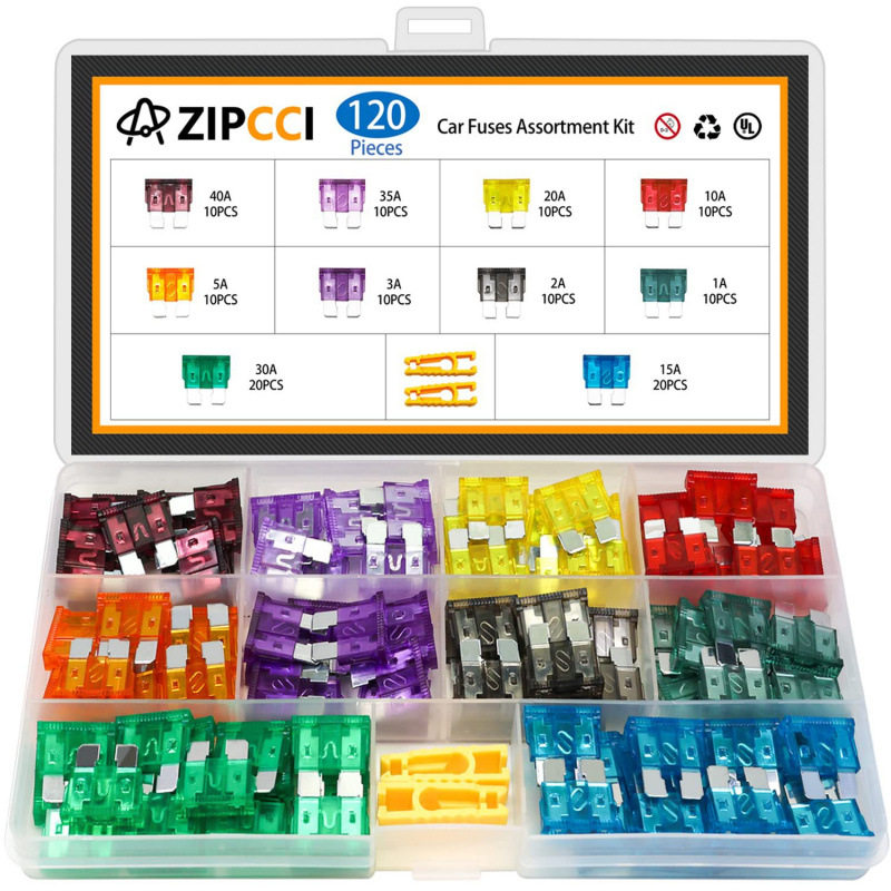 ZIPCCI 120 件标准汽车保险丝,保险丝组合套件(1A\/2A\/3A\/5A\/1