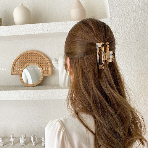 极速New Leopard Geometric Large Barrettes Hair Clips HZair C
