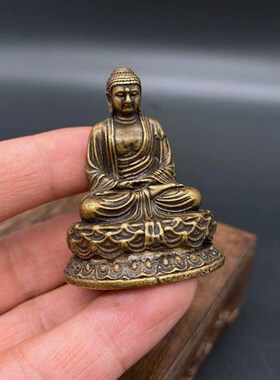 极速实心纯e黄铜办公桌面小摆件莲花佛祖古铜茶宠工艺品礼品手把