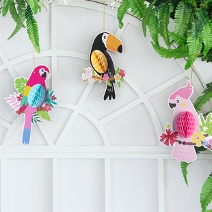 极速3pcs Honeycomb Tropical bird SEet Hanging Decorations Tr