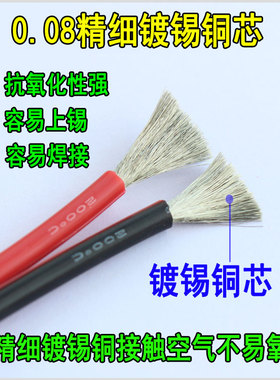 极速硅胶红黑并线2i6 2k4 22 20 18 16 14 12AWG耐高温红黑线耐低