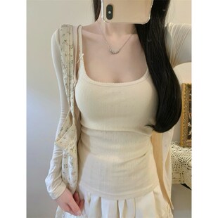新品新品 佛系h少女 微透bm风蝴蝶结小吊带背心U领上衣内搭打底女