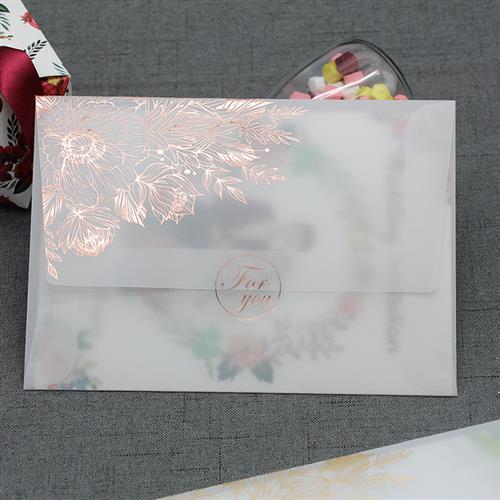 极速烫金边硫酸纸信封半透u明请柬通用邀请函精致卡袋包装可定制