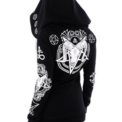 极速5XL Gothic Punk pPrint Hoodies Sweatshirts Women Long Sl