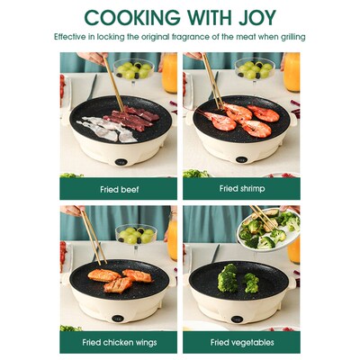 新品220V Multifunction Electric Frying Pan Skillet NoYn-Stic