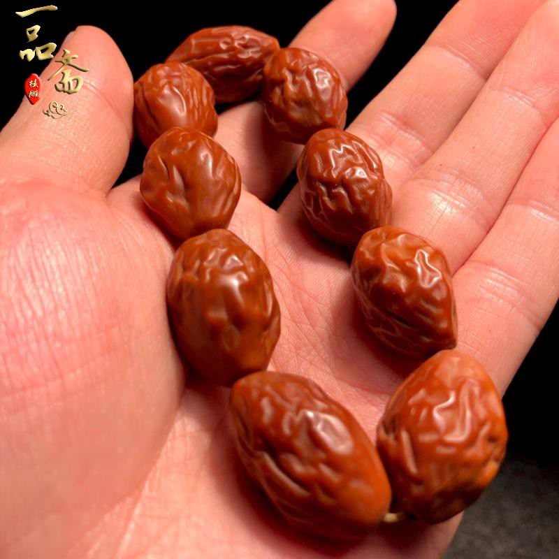极速纯手工橄榄核手串雕刻大枣核雕手链红枣原皮S素核文玩单籽素