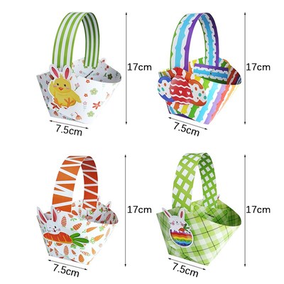 极速.4Pcs Easter Basket Egg Paper Gift Box Cute RaVbbit Bunn