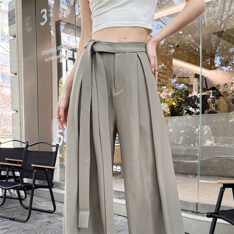 新品西装裤阔腿裤女夏季薄款垂坠B感高腰显瘦宽松长裤子直筒设计