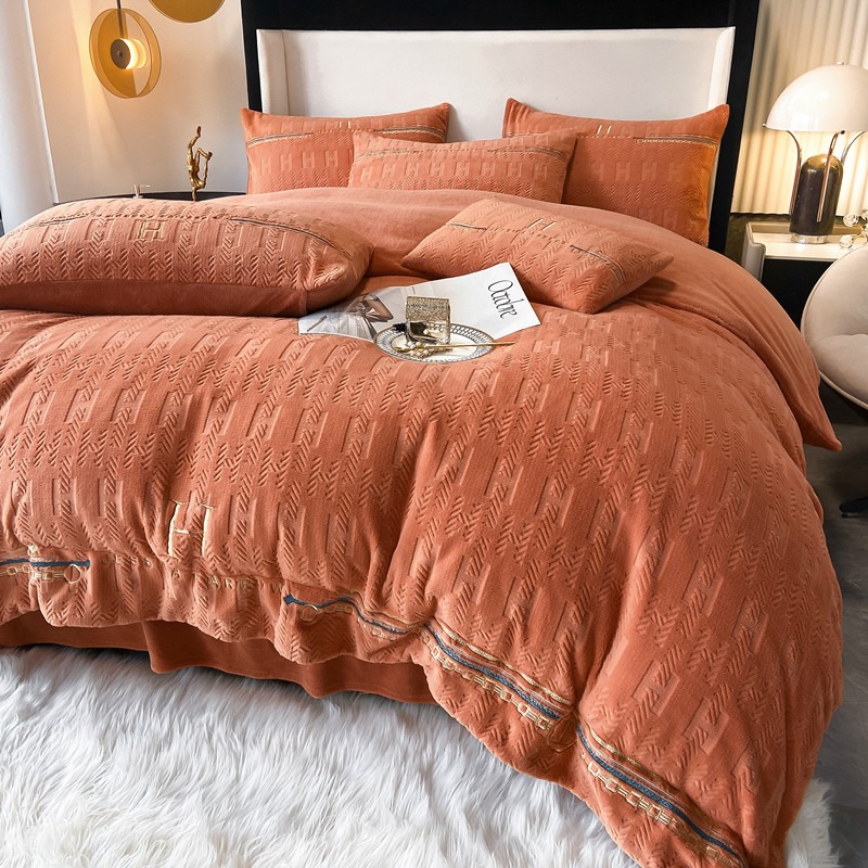 极速高端酒店牛h奶绒四件套冬季双面珊瑚绒被套床单欧式床上用品