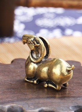 极速古玩杂项收藏仿古摆q件纯铜实心绵羊小摆件生肖羊仿古茶宠摆
