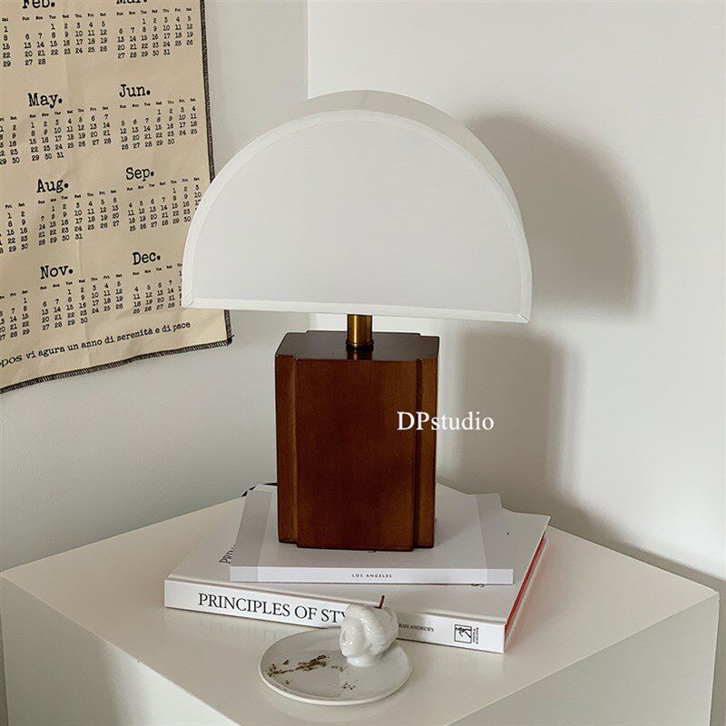 极速复古半圆f实木底座台灯韩系客厅氛围灯侘寂风装饰灯民宿卧室