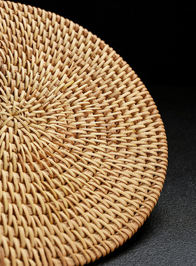 极速藤编杯垫手工隔热垫咖啡杯垫桌面P拍照道具托盘摆件