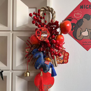 柿鈴纳吉挂件挂编织绳客厅小马福字小挂饰2026马年过年春节入户门