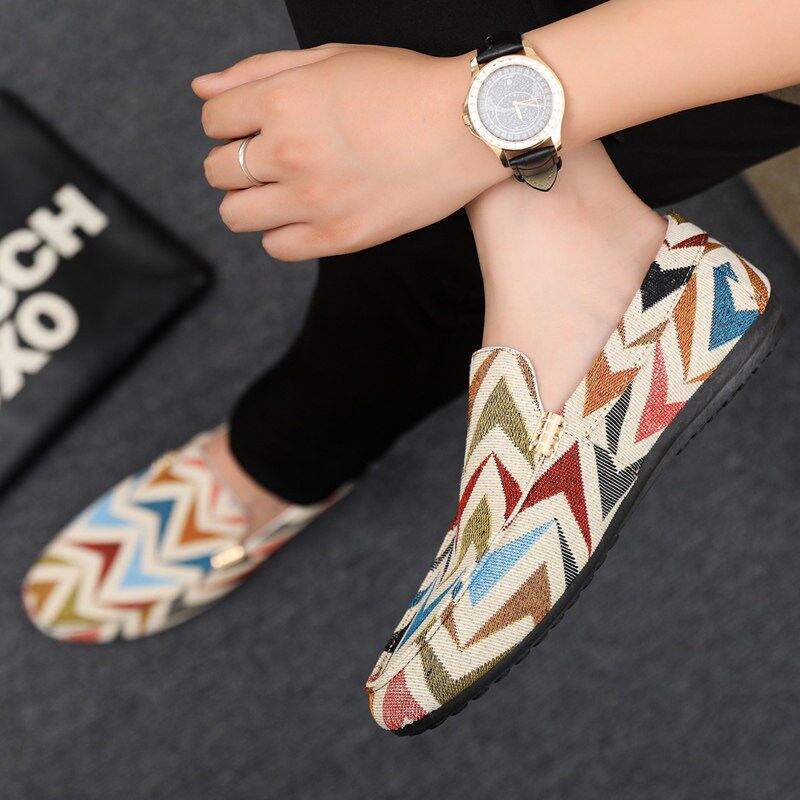 新品2026春季豆豆鞋男韩版y潮流老北京帆布鞋子男款懒人一脚蹬透