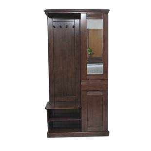 柜入户穿衣镜挂衣架 鞋 极速橡木胡桃色实木入门鞋 柜简z约现代时尚