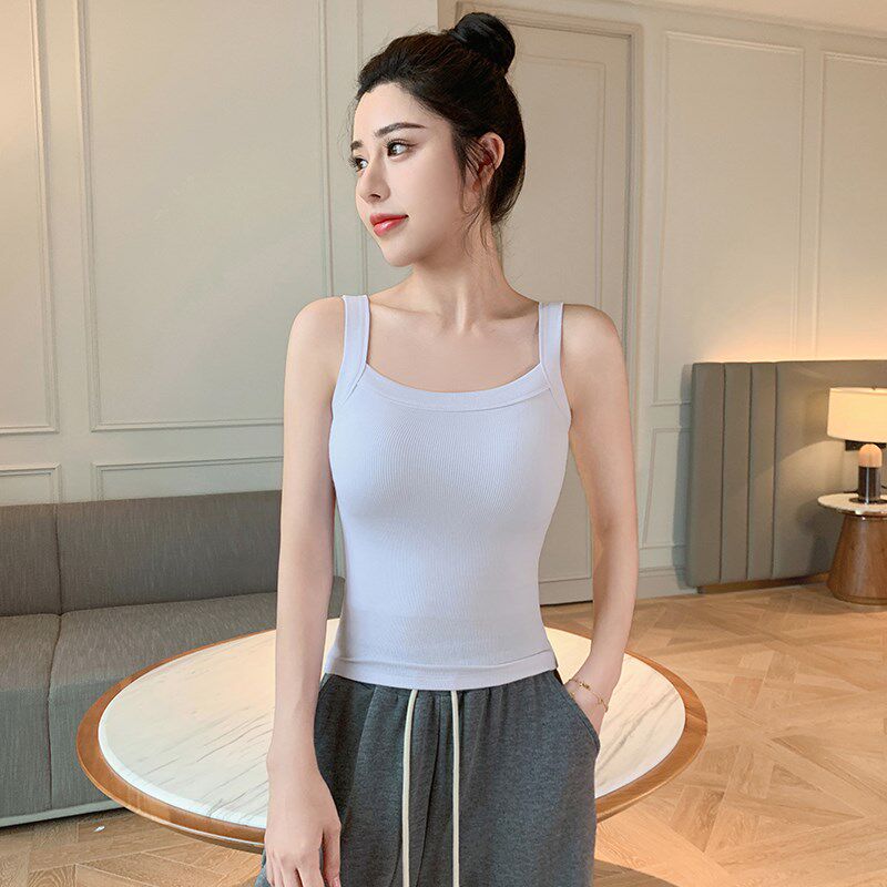 极速黑色打底吊带背心女内搭2025新款I方领美背外穿带胸垫工字无