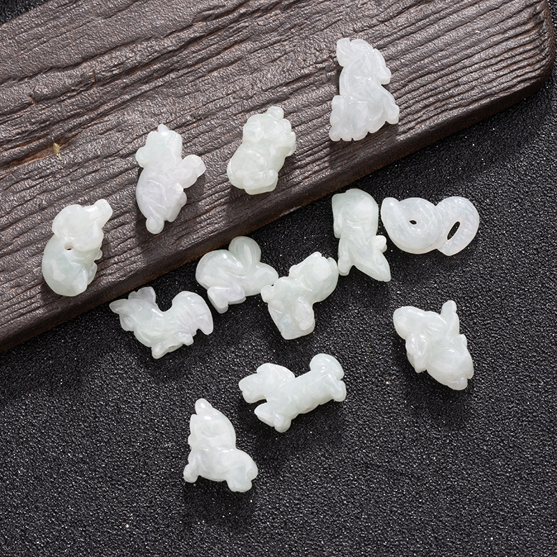 极速12十二生肖翡翠配件兔年小兔子diy手工制作S玉石手链吊坠挂件