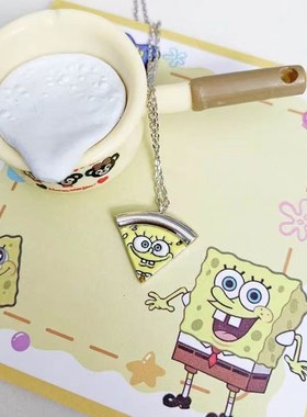 新款海绵宝宝派大星披萨贴贴磁吸项链小众新款可爱高颜值情侣闺蜜