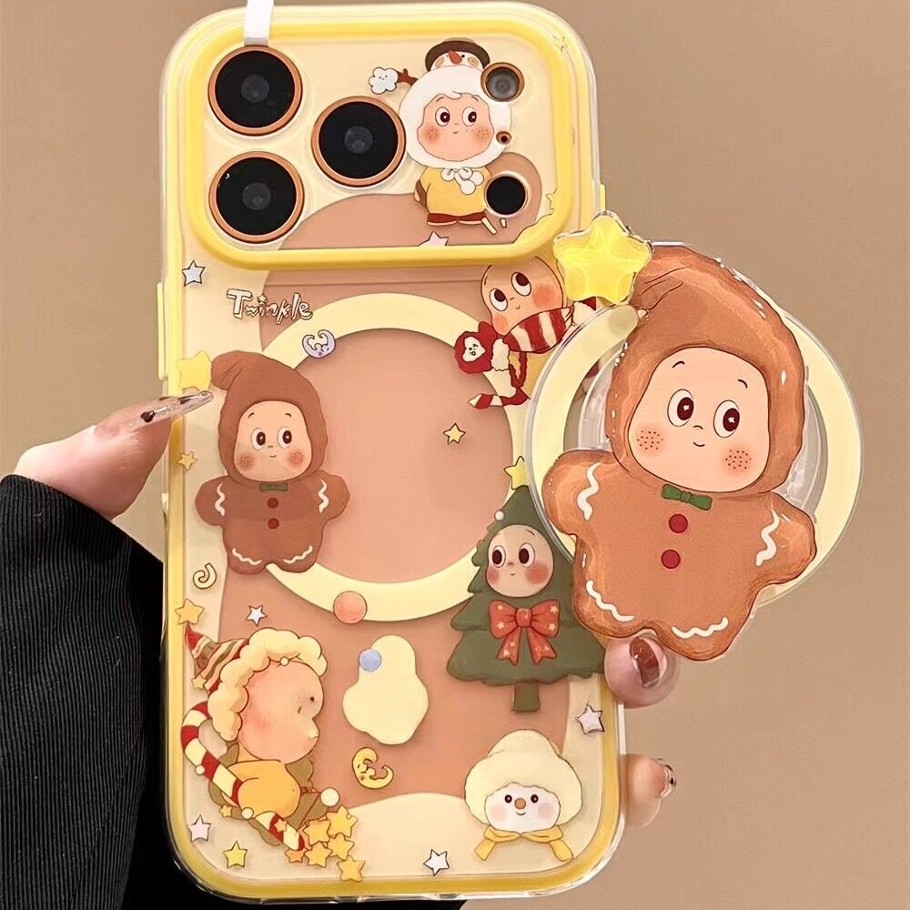 可爱卡通圣诞魔法棒星星人磁吸支架适用iPhone17promax手机壳15新款17pro13创意全包防摔16pro超好看17保护套