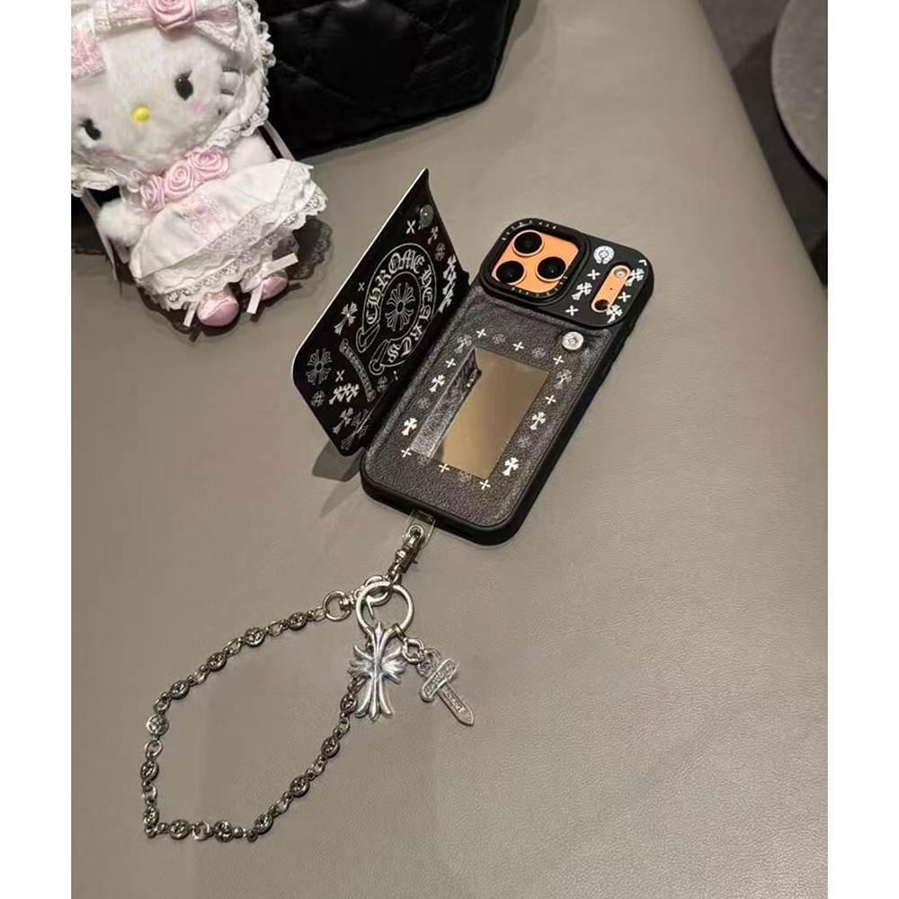 皮纹甜酷翻盖镜面十字架适用iPhone17promax手机壳15新款17pro网红女款13创意全包防摔16pro超好看17保护套