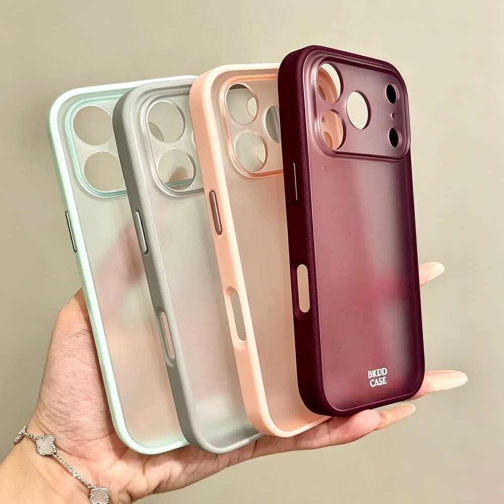 简约高级感樱桃红雾面透明适用iPhone18promax手机壳16新款苹果17pro创意全包防摔16pro超好看17保护套