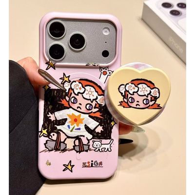 卡通可爱粉底嘎子姐磁吸支架适用iPhone17promax手机壳15ProMax新款苹果17pro创意防摔16pro超好看17保护套